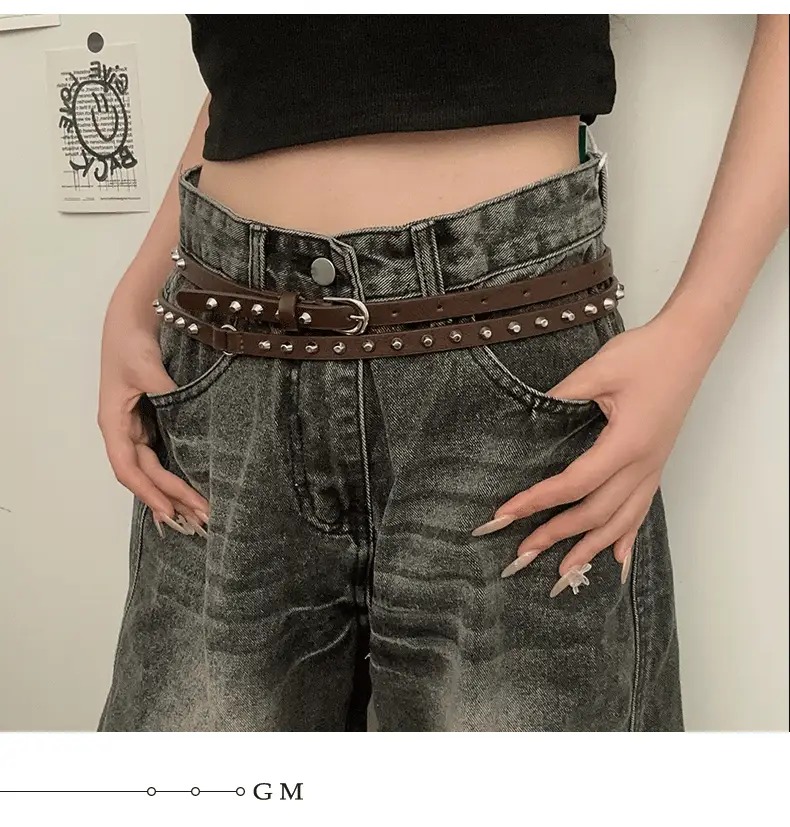 Punk Metal Belt Black Brown Subculture Y2K — feature 4