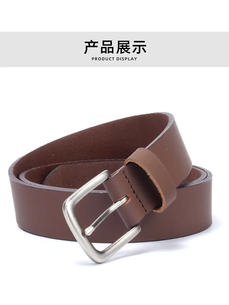 Men's Black Genuine Leather Belt with Silver Buckle — feature 11
