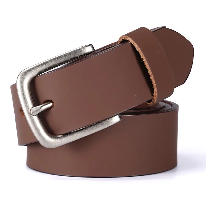 Men's Black Genuine Leather Belt with Silver Buckle — feature 12