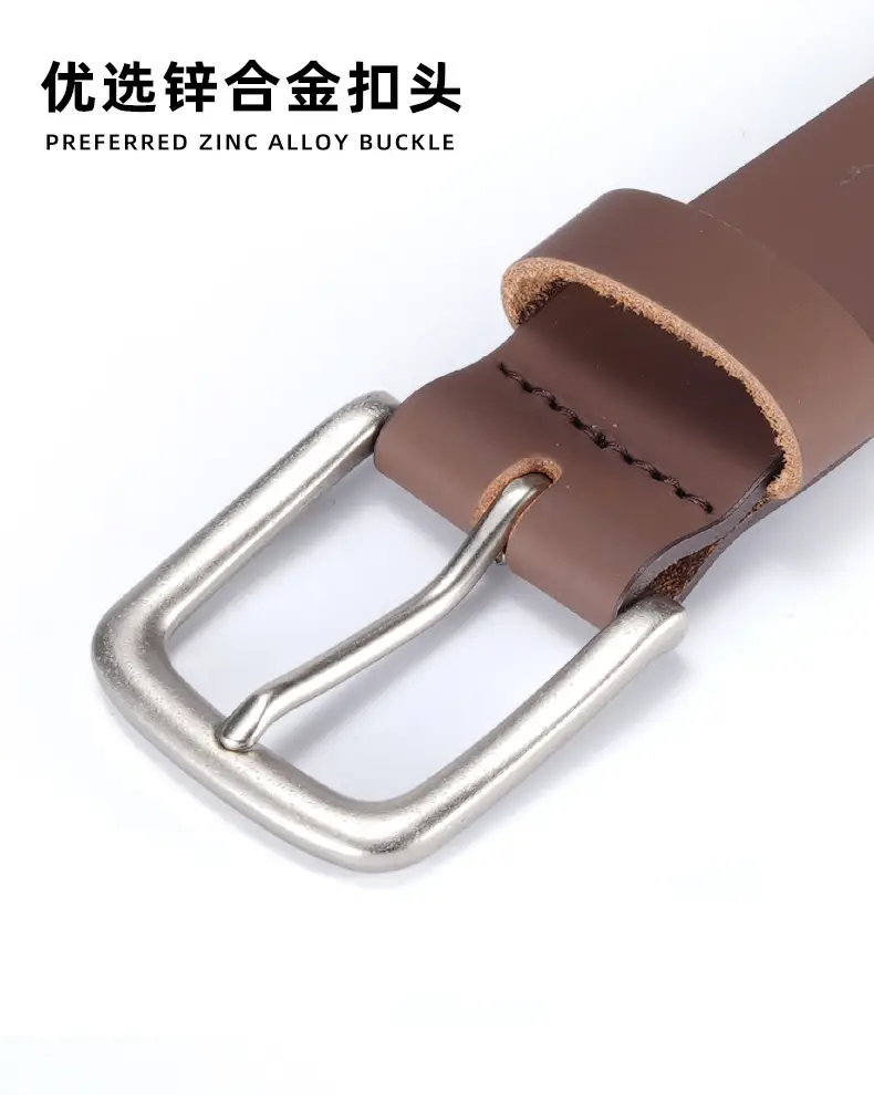 Men's Black Genuine Leather Belt with Silver Buckle — feature 2