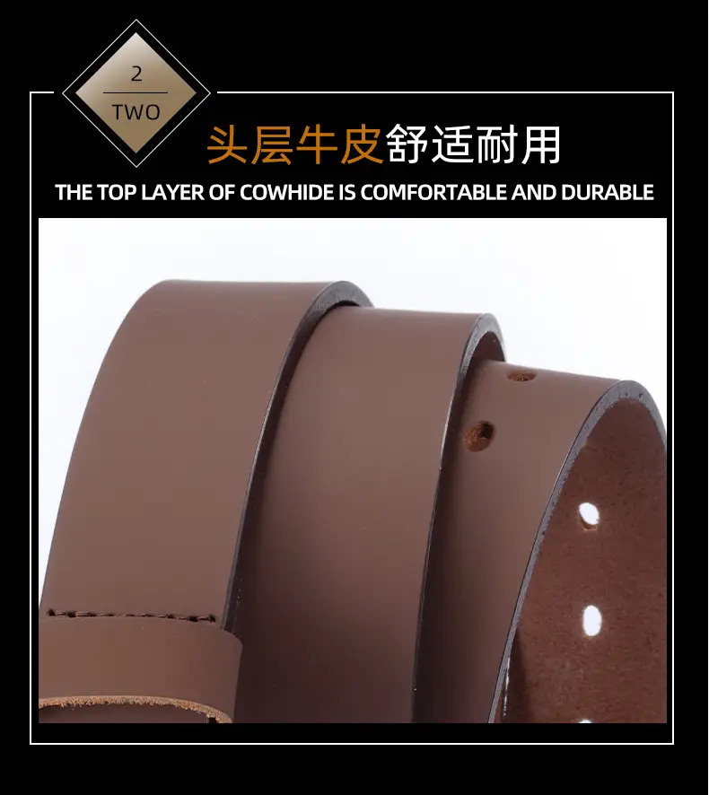 Men's Black Genuine Leather Belt with Silver Buckle — feature 9