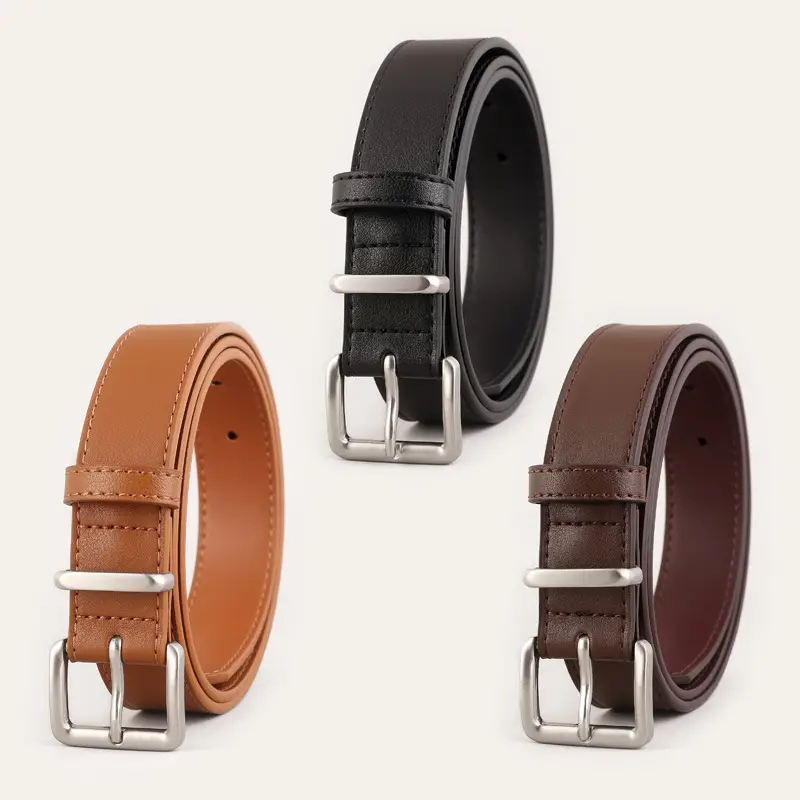Women's Genuine Leather Belt with Pin Buckle Black - Image 5