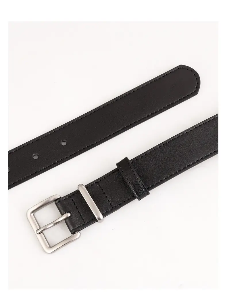 Women's Genuine Leather Belt with Pin Buckle Black — feature 15