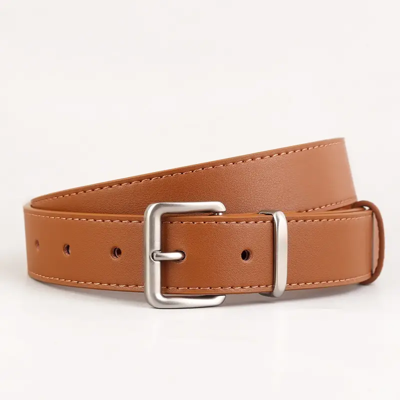 Women's Genuine Leather Belt with Pin Buckle Black - Image 3