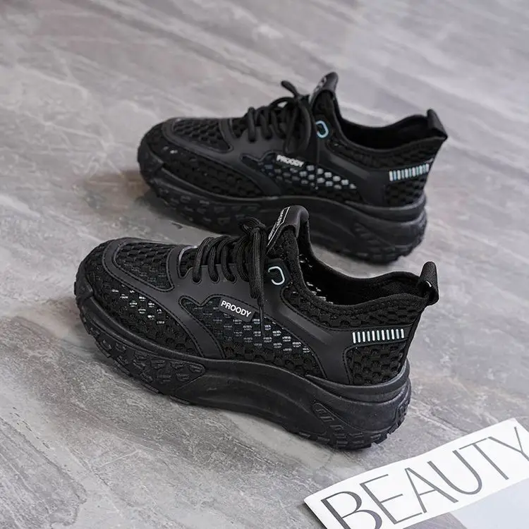 Women's White Mesh Casual Shoes with Thick Sole - Image 7