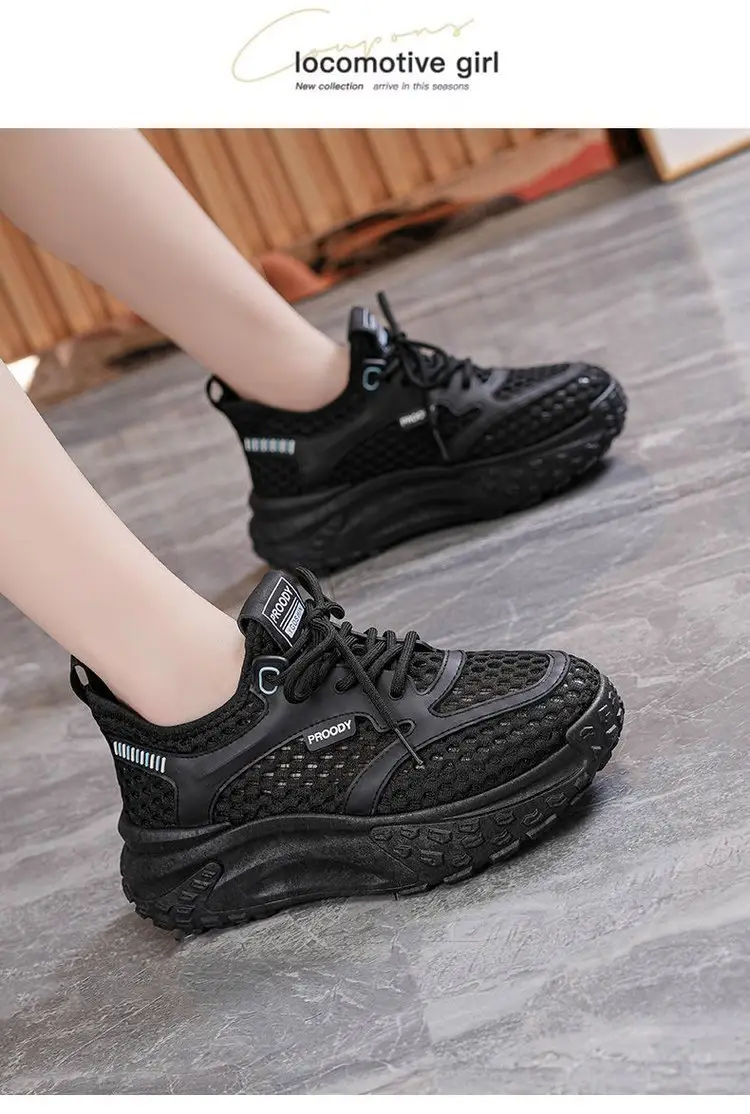 Women's White Mesh Casual Shoes with Thick Sole — feature 14