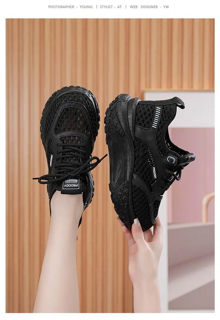 Women's White Mesh Casual Shoes with Thick Sole — feature 15