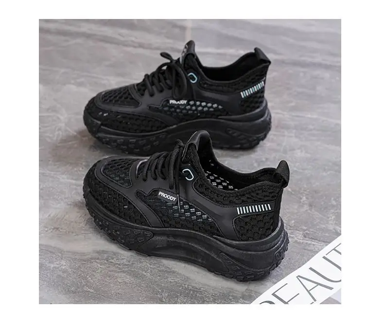 Women's White Mesh Casual Shoes with Thick Sole — feature 16