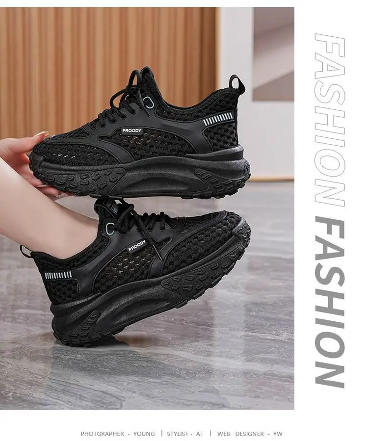 Women's White Mesh Casual Shoes with Thick Sole — feature 17