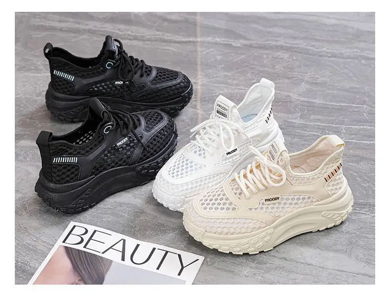 Women's White Mesh Casual Shoes with Thick Sole — feature 18