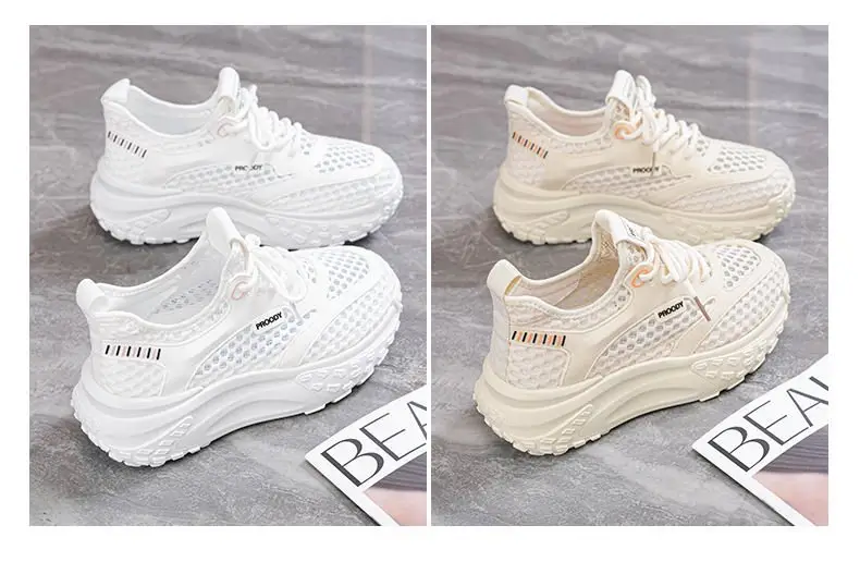 Women's White Mesh Casual Shoes with Thick Sole — feature 19