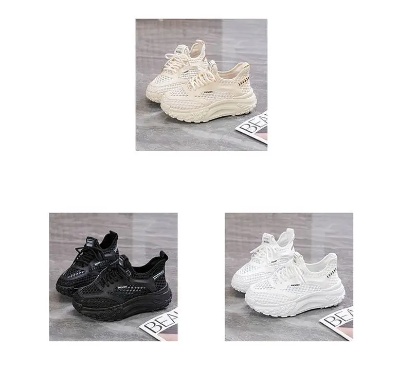 Women's White Mesh Casual Shoes with Thick Sole — feature 4