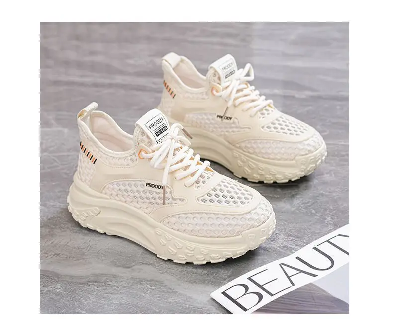 Women's White Mesh Casual Shoes with Thick Sole — feature 8