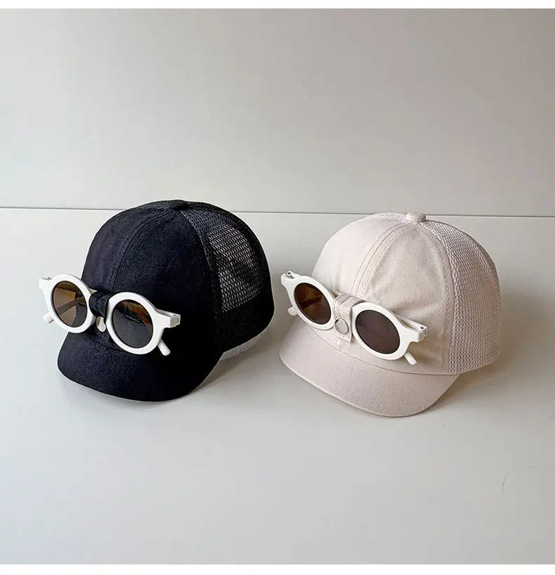 Men Women Mesh Sun Hat with White Sunglasses — feature 6