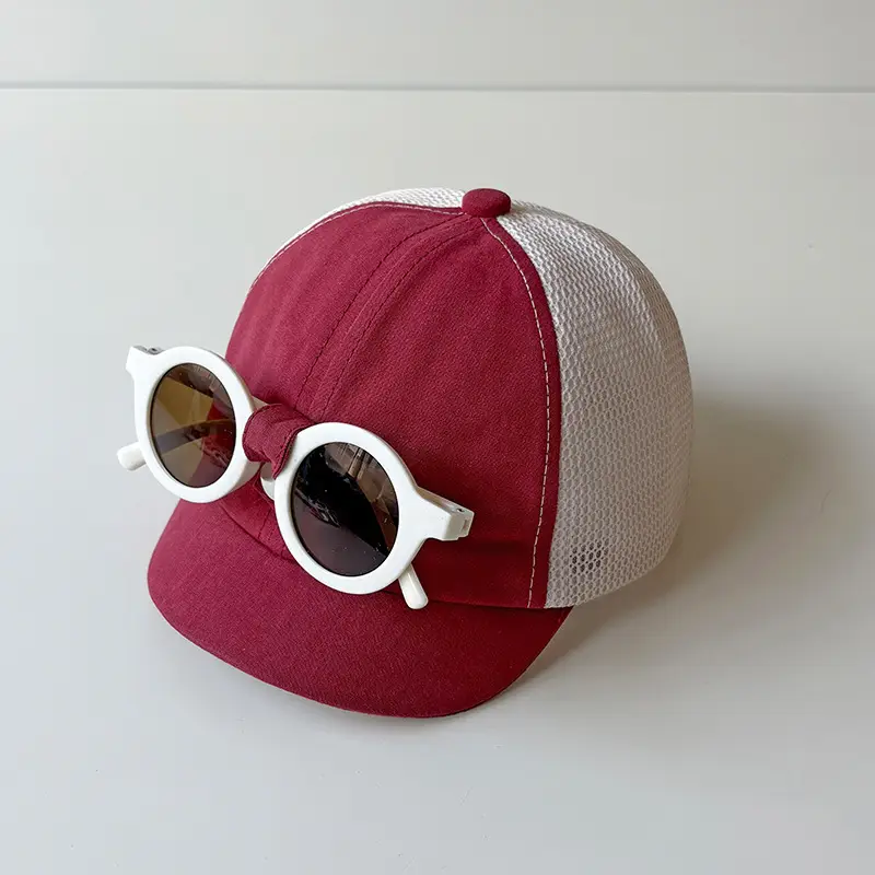 Men Women Mesh Sun Hat with White Sunglasses - Image 6