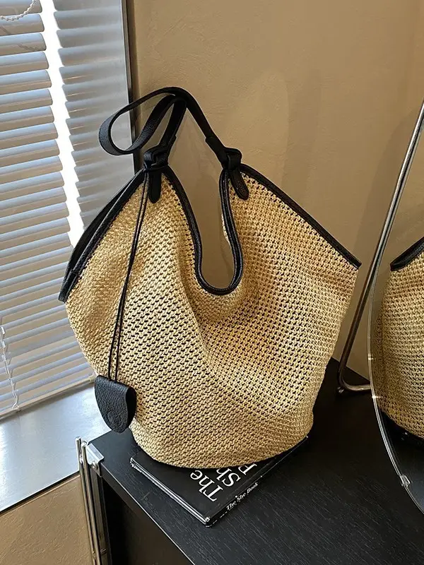 Women Woven Mesh Shoulder Bag Gold 2025 Summer - Image 6