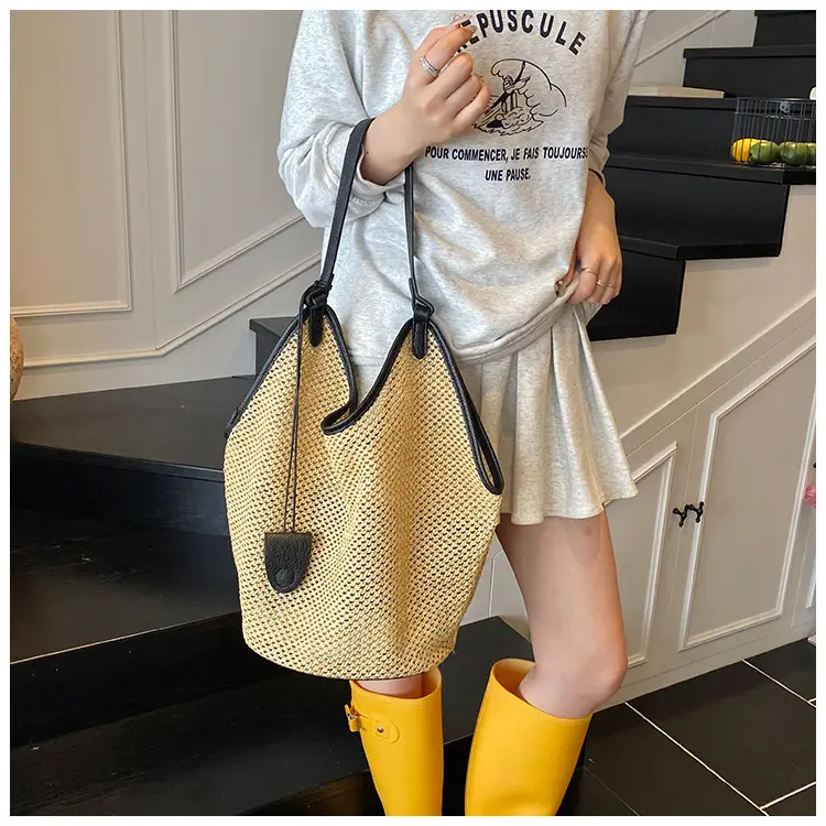 Women Woven Mesh Shoulder Bag Gold 2025 Summer — feature 10