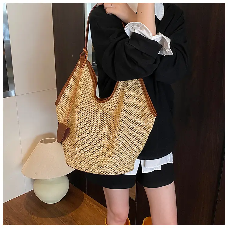 Women Woven Mesh Shoulder Bag Gold 2025 Summer — feature 13