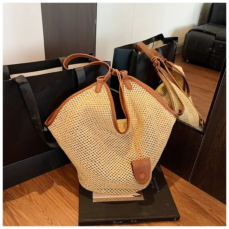 Women Woven Mesh Shoulder Bag Gold 2025 Summer — feature 16