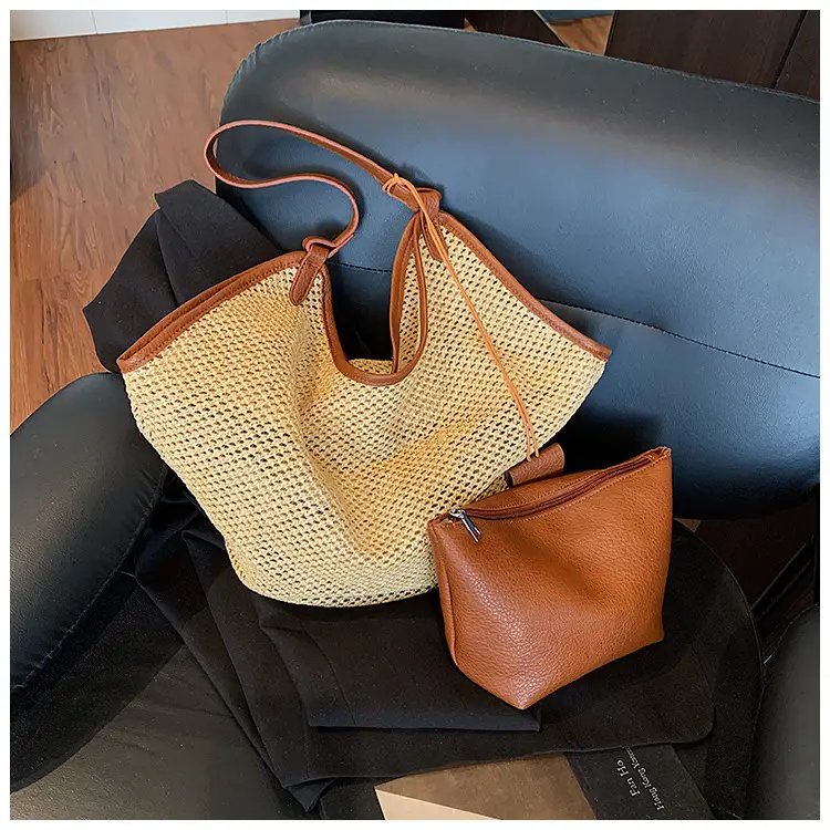 Women Woven Mesh Shoulder Bag Gold 2025 Summer — feature 17