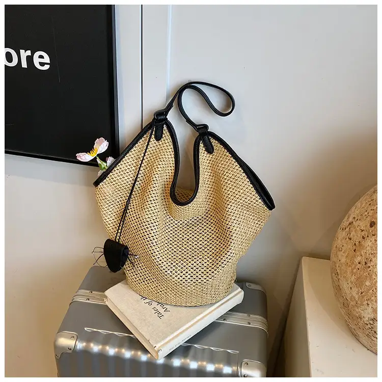Women Woven Mesh Shoulder Bag Gold 2025 Summer — feature 19