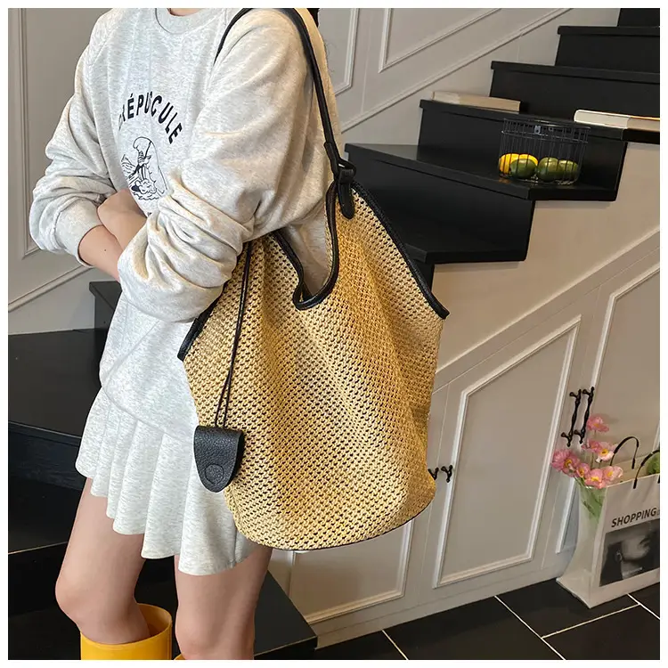 Women Woven Mesh Shoulder Bag Gold 2025 Summer — feature 7