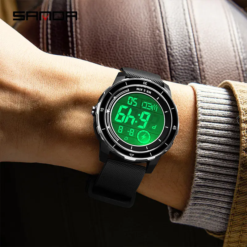 Sanda Digital Watch Orange Strap Waterproof Sports Watch - Image 10