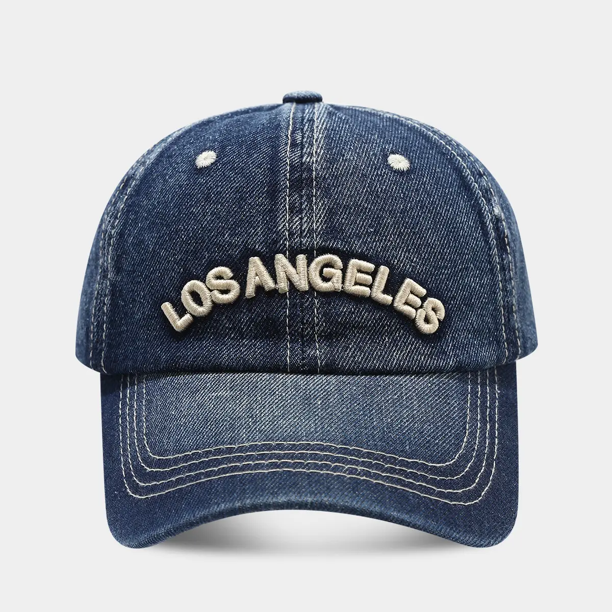 American Style Retro Denim Blue Letter Baseball Cap - Image 3