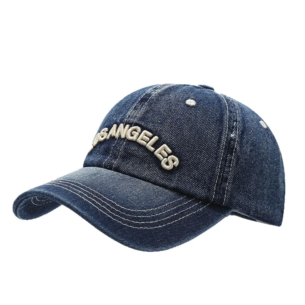 American Style Retro Denim Blue Letter Baseball Cap - Image 7