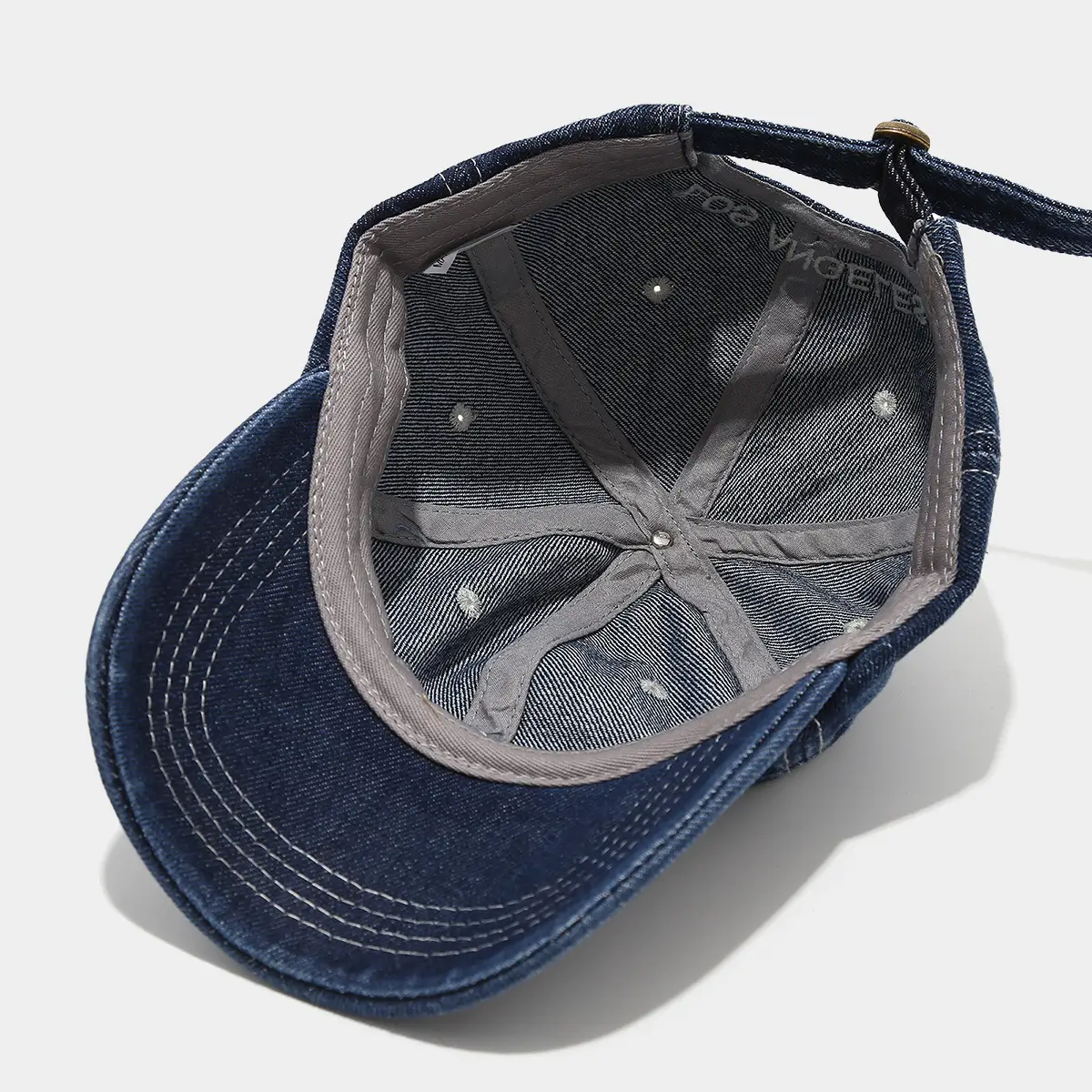 American Style Retro Denim Blue Letter Baseball Cap — feature 10