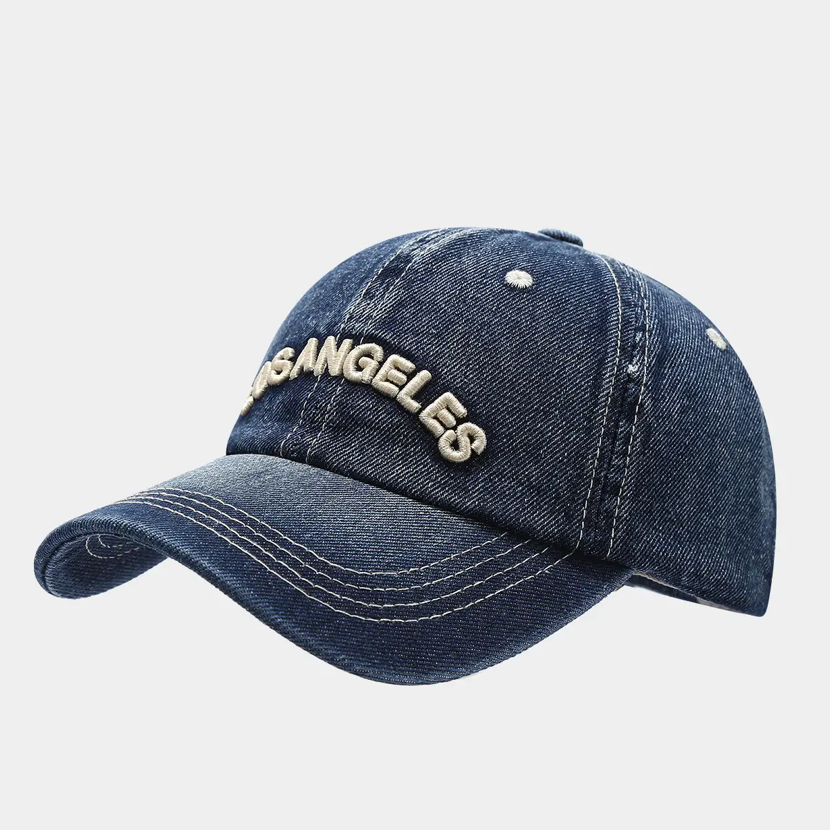 American Style Retro Denim Blue Letter Baseball Cap — feature 7