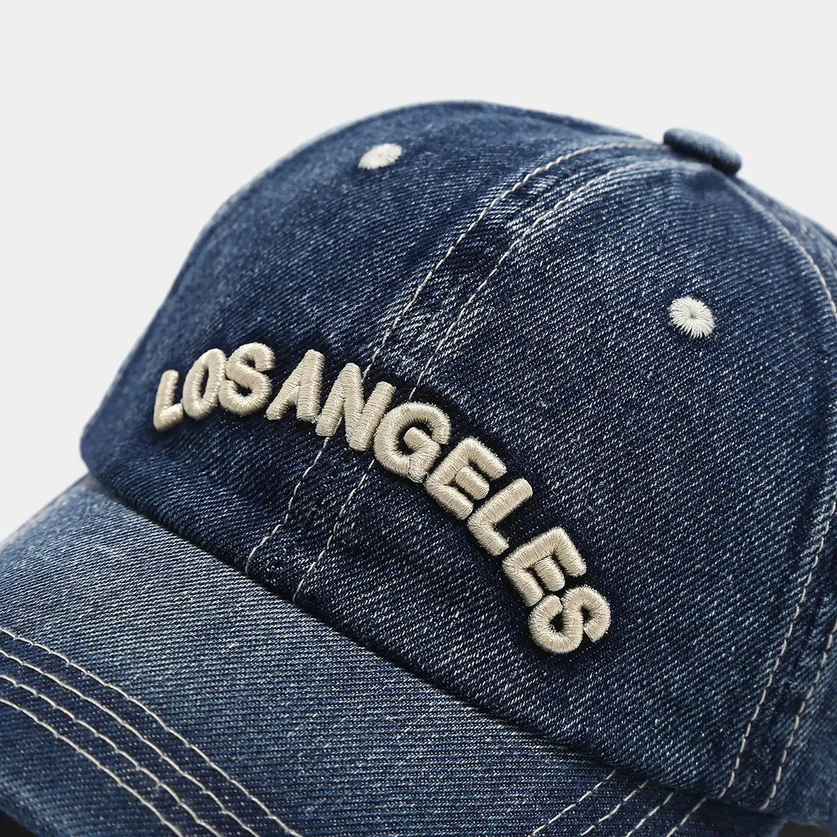 American Style Retro Denim Blue Letter Baseball Cap — feature 8