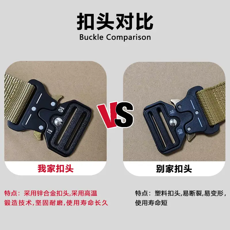 Military Tactical Belt with Automatic Buckle Tan Nylon — feature 3