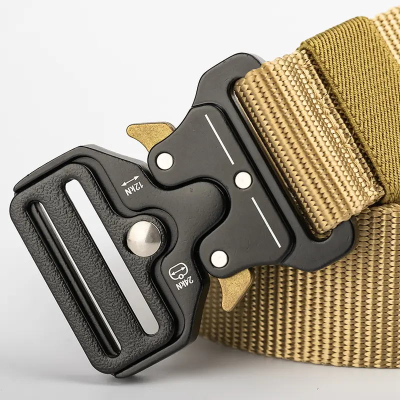 Military Tactical Belt with Automatic Buckle Tan Nylon