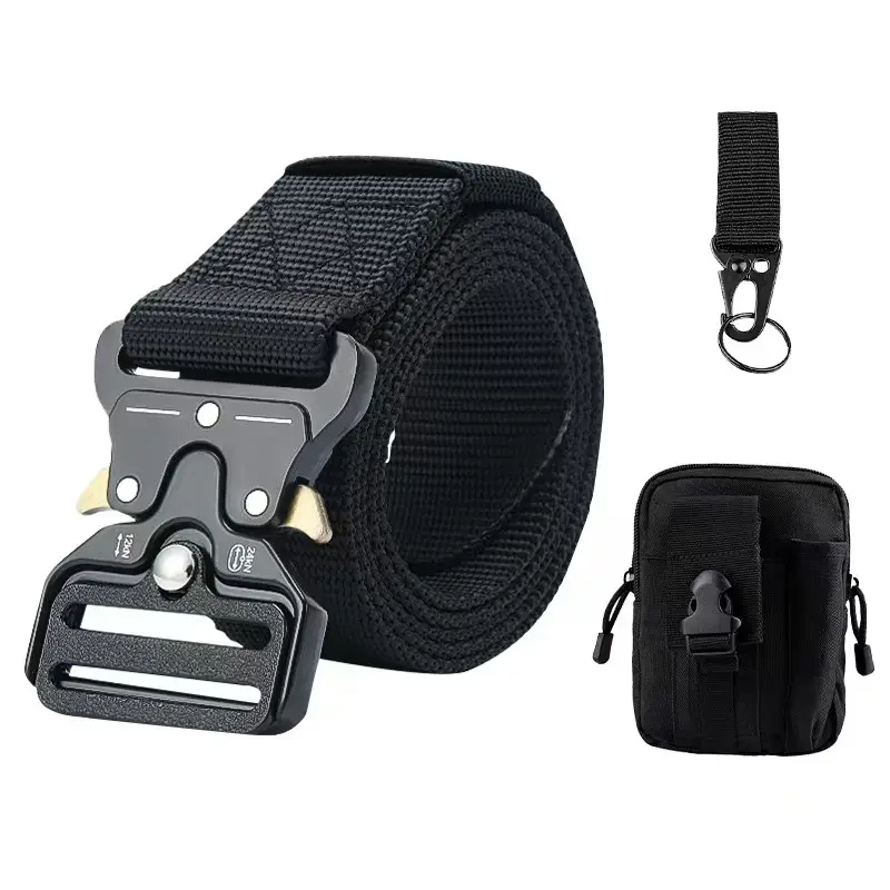 Military Tactical Belt with Automatic Buckle Tan Nylon
