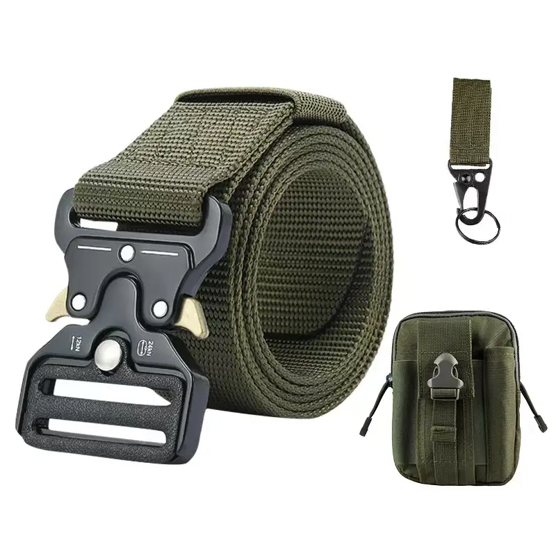 Military Tactical Belt with Automatic Buckle Tan Nylon