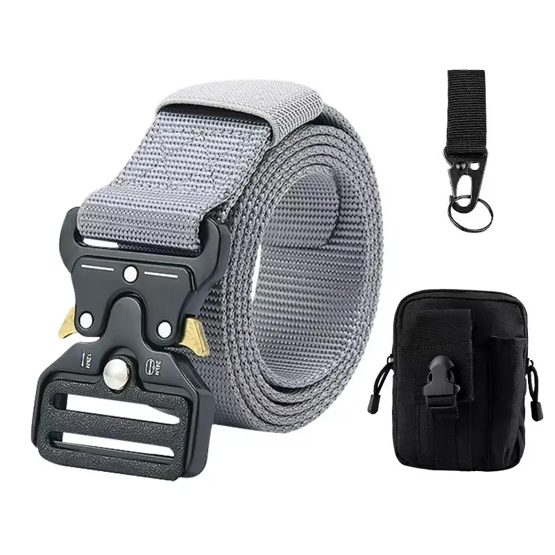 Military Tactical Belt with Automatic Buckle Tan Nylon