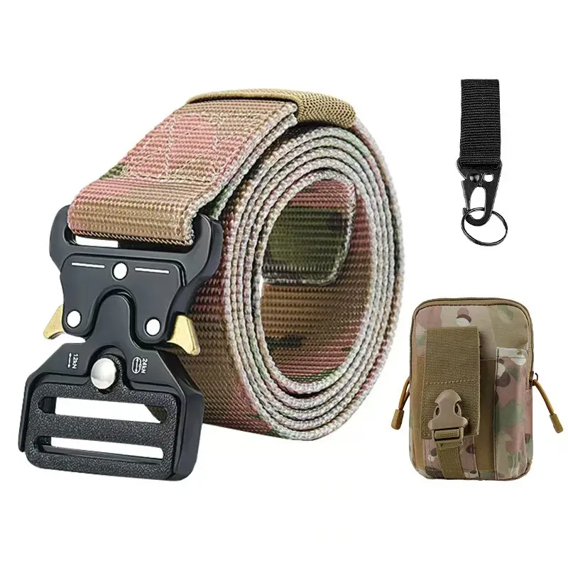 Military Tactical Belt with Automatic Buckle Tan Nylon