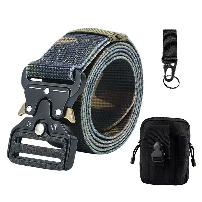 Military Tactical Belt with Automatic Buckle Tan Nylon