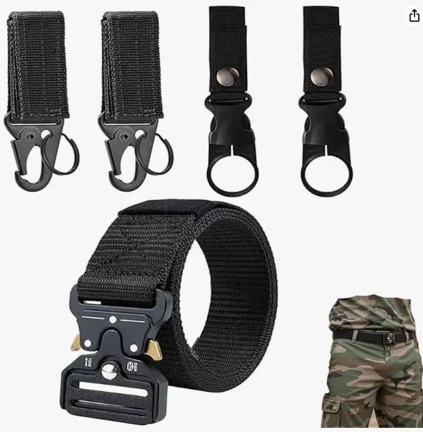 Military Tactical Belt with Automatic Buckle Tan Nylon