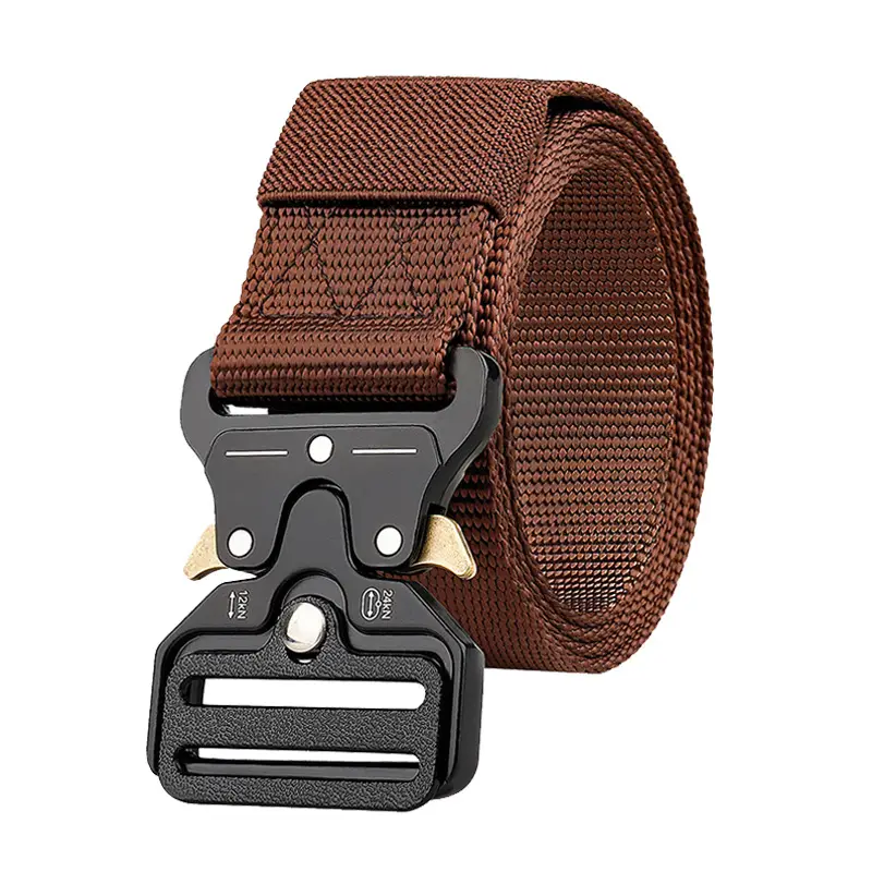 Military Tactical Belt with Automatic Buckle Tan Nylon