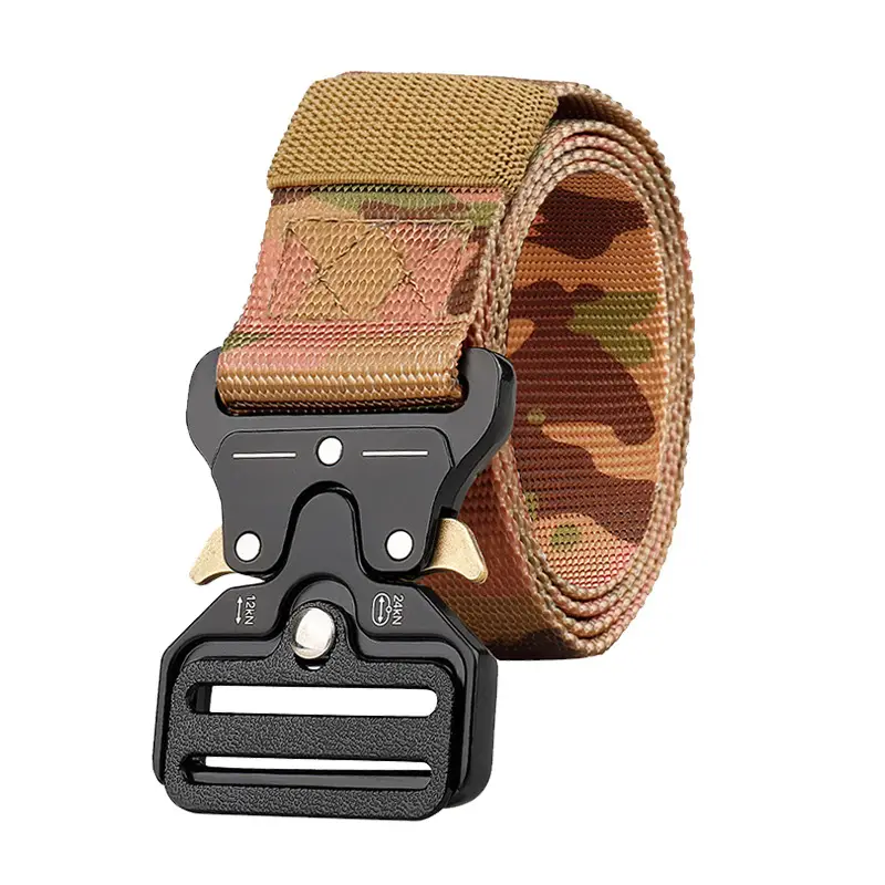 Military Tactical Belt with Automatic Buckle Tan Nylon