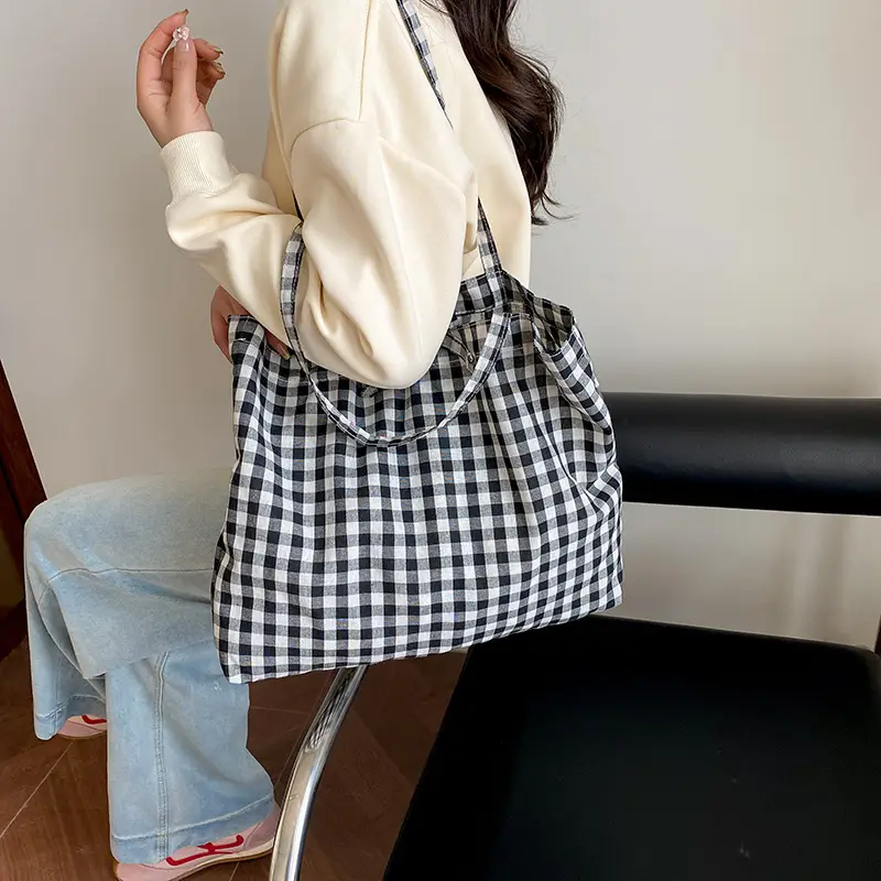 Korean Checkered Shoulder Bag 2025 New Arrival - Image 5