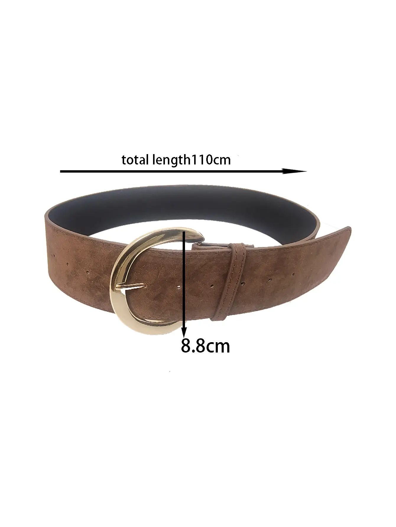 Black Leather Belt with Gold Ring for Women — feature 6