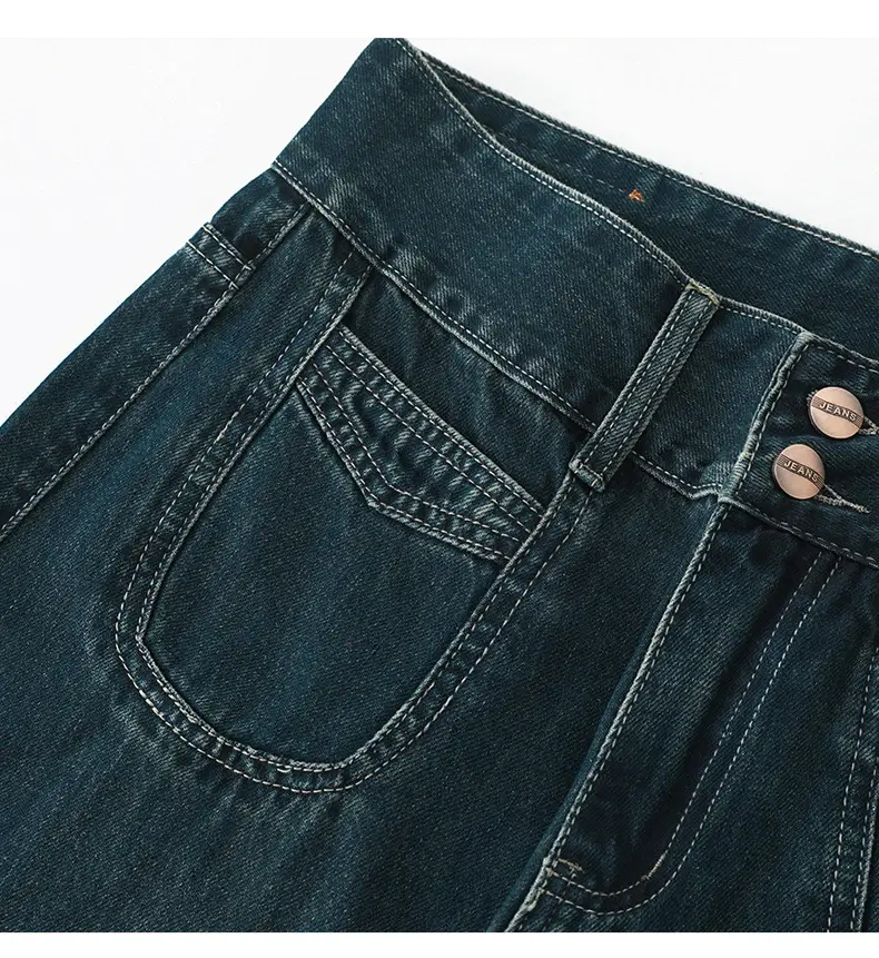 Dark Blue Wide Leg Jeans Women Autumn Loose Fit — feature 12