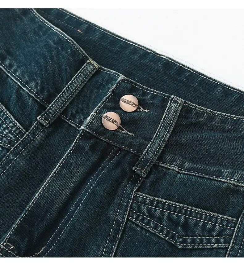Dark Blue Wide Leg Jeans Women Autumn Loose Fit — feature 13