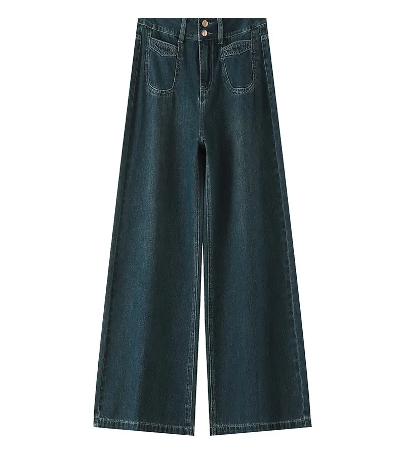 Dark Blue Wide Leg Jeans Women Autumn Loose Fit — feature 5