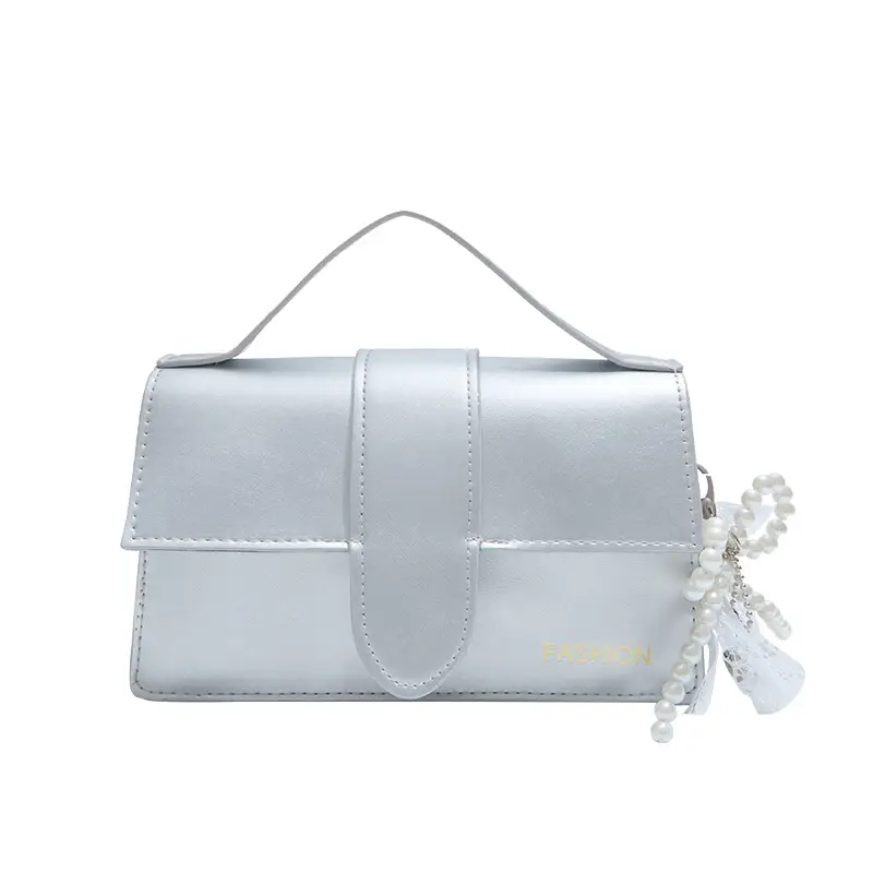 Pink Shoulder Crossbody Bag with Pearl Tassel