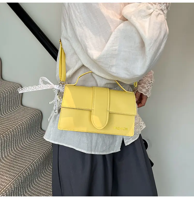 Pink Shoulder Crossbody Bag with Pearl Tassel — feature 19