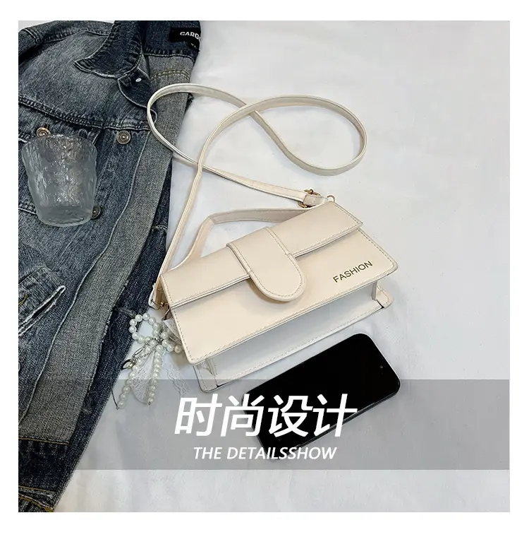 Pink Shoulder Crossbody Bag with Pearl Tassel — feature 3